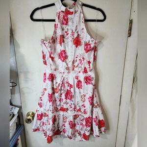 NWT Parisian US Size 10 Dress Whit Floral Red Pink Sleeveless